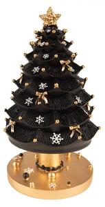Hrací kolotoč černo-zlatý vánoční stromeček – 11x20 cm