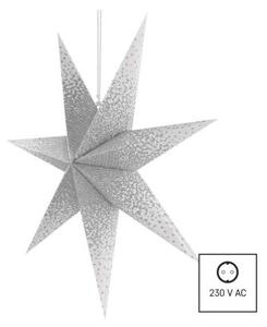 EMOS Vánoční papírová hvězda LUNA stříbrné třpytky 60 cm bílá