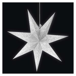 EMOS Vánoční papírová hvězda LUNA stříbrné třpytky 60 cm bílá