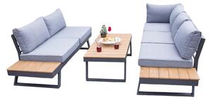 Livorno Set lounge nábytku, 3 díly, dřevo, hliník, polyester, šedá