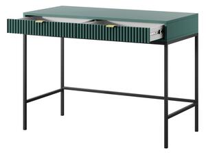 PIASKI Psací stůl - NOVA T104, tmavě zelená Nožky: černé, Barva úchytky: zlatá