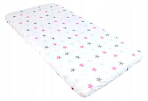 BBL Dětské prostěradlo do postele bavlna - 120 x 60 cm, Růžová hvězdička