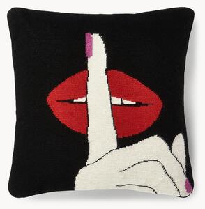 Ručně vyrobený designový polštář Lips Hush, s výplní