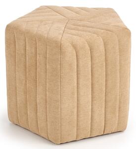 Stylový taburet Halmar HEXA 2 v béžové látce, čalouněný sedák, rozměry 45×45×40 cm, ideální do moderního interiéru nebo obývacího pokoje