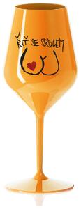 ŘIŤ SE SRDCEM - oranžová nerozbitná sklenička na víno 470 ml