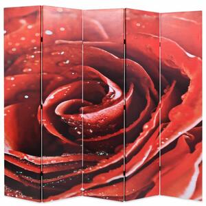 Paravan červená růže Dekorhome 160x170 cm (4-dílný)