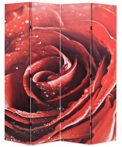 Paravan červená růže Dekorhome 120x170 cm (3-dílný)