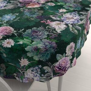 Biante Dekorační oválný ubrus Parma PM-114 Fialové květy na tmavě zeleném 50x100 cm