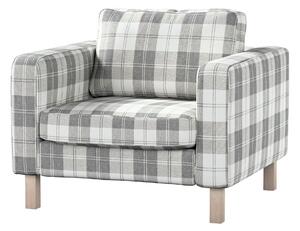Potah na křeslo IKEA Karlstad, krátký barva šedá látka pletený vzor, vzorované