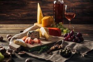 Tapeta variace sýrů a víno - 300x200 cm