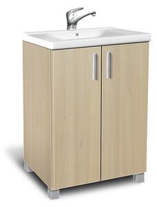 Koupelnová skříňka s umyvadlem K22 barva skříňky: dub sonoma tmavá, barva dvířek: bílá lamino