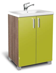 Koupelnová skříňka s umyvadlem K22 barva skříňky: dub sonoma tmavá, barva dvířek: lemon lesk