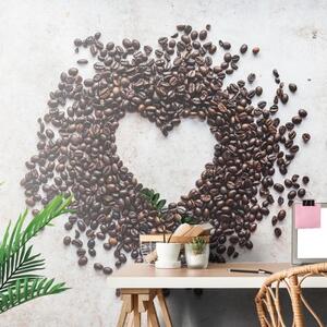 Tapeta kávové srdce - 450x300 cm