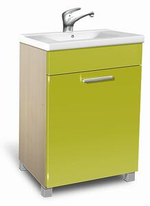 Koupelnová skříňka s umyvadlem K27 barva skříňky: akát, barva dvířek: lemon lesk