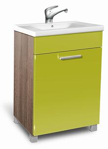 Koupelnová skříňka s umyvadlem K27 barva skříňky: dub sonoma tmavá, barva dvířek: lemon lesk