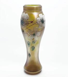 Sklárna Častolovice - Váza s květinami secesní párová 38cm Art Nouveau 1 kus