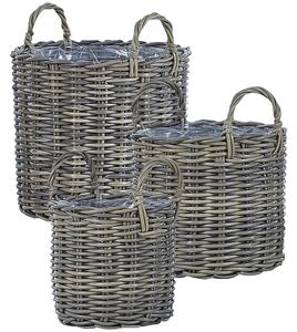 Sada 3 proutěných květináčů NIKITI 29/35/40 cm Umělý ratan Taupe