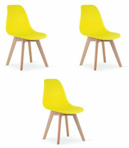 Set tří jídelních židlí KITO žluté / naturální nohy (3 ks)