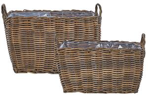Sada 2 proutěných květináčů ORMOS 53/59 cm Umělý ratan Hnědá