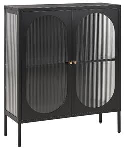 Prosklená komoda SARRE 90 cm Kov Černá