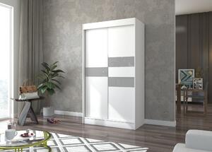 ADRK Šatní skříň posuvná BATIA W-GL, bílá/šedý Lacobel Šířka (cm): 120