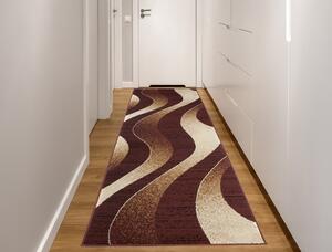 Moderní koberec Tap - vlnky 5 - hnědý Rozměr koberce: 70x250 cm