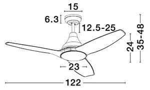 Stropní ventilátor Samoa 12.2 černé s dálkovým ovládáním – Černá