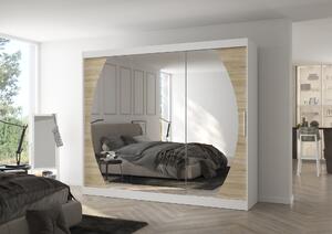 ADRK Šatní zrcadlová skříň posuvná CAMBE W-S 250, dub sonoma/bílá