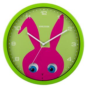 Nástěnné hodiny s kyvadlem zajíc Bunny 31cm zelené KARLSSON (Barva-Zelená)