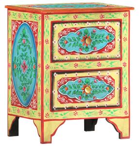 Ručně malovaný noční stolek 40 x 30 x 50 cm masivní mangovník
