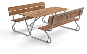 AJ Produkty Piknikový stůl PICNIC, lavice s opěradly, 1800 mm, hnědý