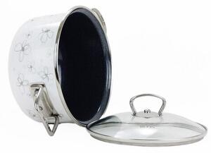 Belis Smaltovaný hrnec s poklicí Premium, bílá, 16 cm, 1,5 l, 1,5 l