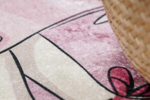Dětský koberec protiskluzový BAMBINO 2185 Balerína, kočka růžový