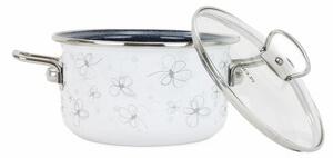 Belis Smaltovaný hrnec s poklicí Premium, bílá, 16 cm, 1,5 l, 1,5 l