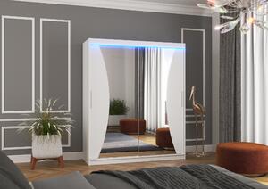 ADRK Šatní zrcadlová skříň posuvná s LED osvětlením CHARLOTTE W 180 L, bílá