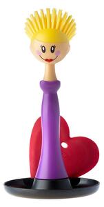 Set ANNE kartáč panenka na mytí nádobí + škrabka ve stojanku DOLLS VIGAR (Barva-fialová)