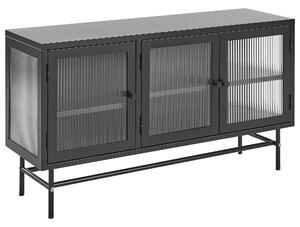 Prosklená komoda DEVON 115 cm Kov Černá