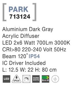Venkovní LED lampa Park 2 x 6W 125 tmavě šedé – Šedá