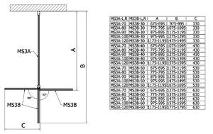 Polysan, MODULAR SHOWER přídavný otočný panel pro instalaci na stěnu modulu 3, 600 mm, MS3B-60