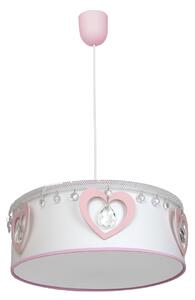 EUlight Dětské závěsné svítidlo Heart, 1x bílé/růžové textilní stínítko, p