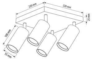 Brilagi - Bodové svítidlo SELE SQUARE 4xGU10/30W/230V černá/dekor dubu