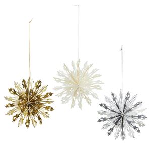 Papírové vánoční ozdoby Snowflakes – set 3 ks