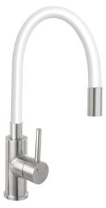 Novaservis Ferro Baterie dřezová stojánková s elastickým flexi ramenem, bílá/chrom 70710,4B