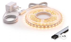SADA 1x LED Pásek MYLIVING LIGHTSTRIP LED/22W/230V 5m + 5x vestavný profil 1 m