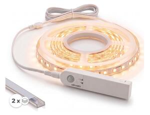 SADA 1x LED Pásek se senzorem FLEX LED/3,6W/4xAA 2 m + 2x vestavný profil 1 m
