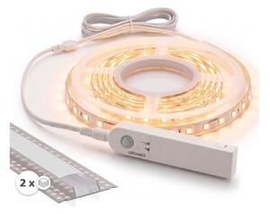 SADA 1x LED Pásek se senzorem FLEX LED/3,6W/4xAA 2 m + 2x vestavný profil 1 m
