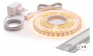 SADA 1x LED Pásek MYLIVING LIGHTSTRIP LED/22W/230V 5m + 5x vestavný profil 1 m