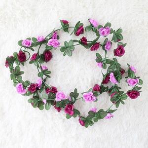 Girlanda s růžemi - fialová