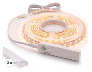 SADA 1x LED Pásek se senzorem FLEX LED/3,6W/4xAA 2 m + 2x vestavný profil 1 m