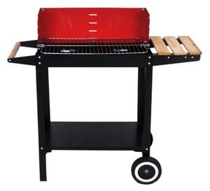Zahradní gril na dřevěné uhlí BBQ 87x35 cm, černý/červený